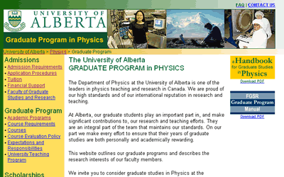 Launch Graduate Program in Physics site